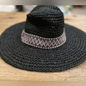 NWT Echo New York Raffia Packable Wide Brim Hat boho summer beach resort wear OS